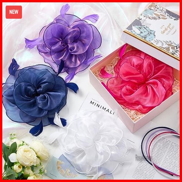 8 Pack Women\'s Fascinator Hats Derby Mesh Flower Feather Adjustable Headband main image 5
